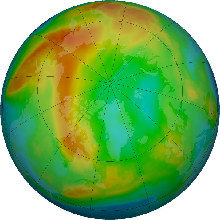 Arctic ozone map for 02 January 2001
